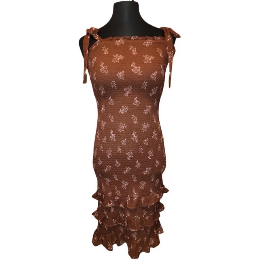Abercrombie & Fitch Tie Strap Smocked Midi